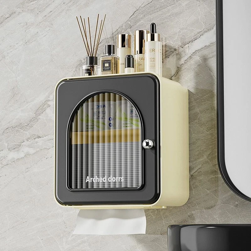 C家用浴室卫生间塑料壁挂纸巾盒防溅水可置物卷纸抽纸式壁挂纸巾