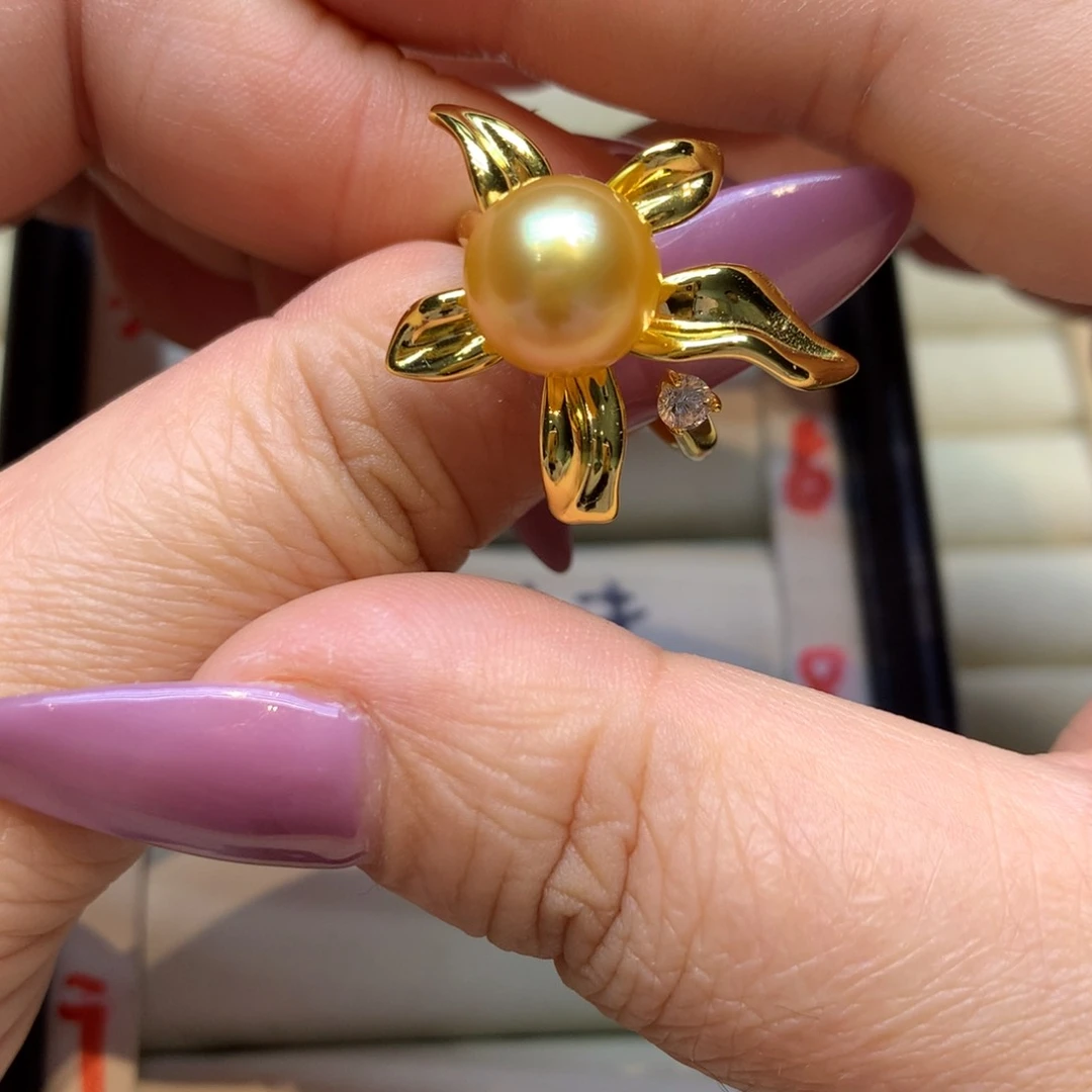 银S925镶嵌戒指海水珍珠