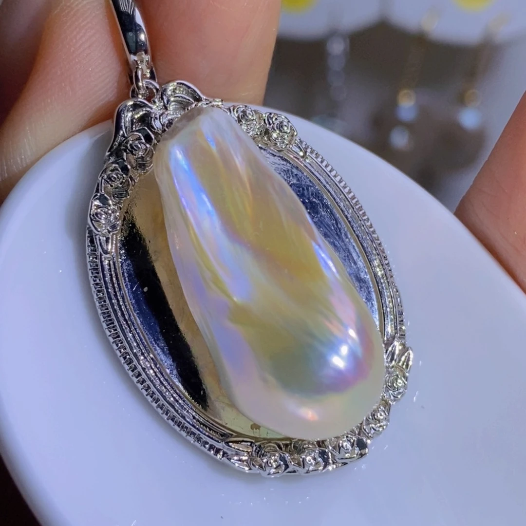 银S925镶嵌天然淡水珍珠淡水珍珠