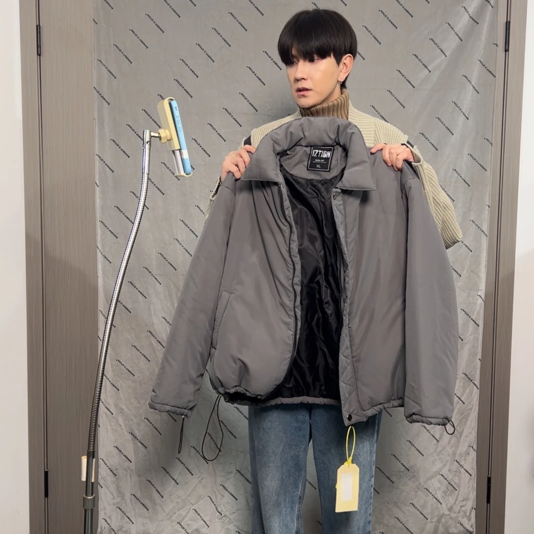 潮流时尚灰色棉服xl码