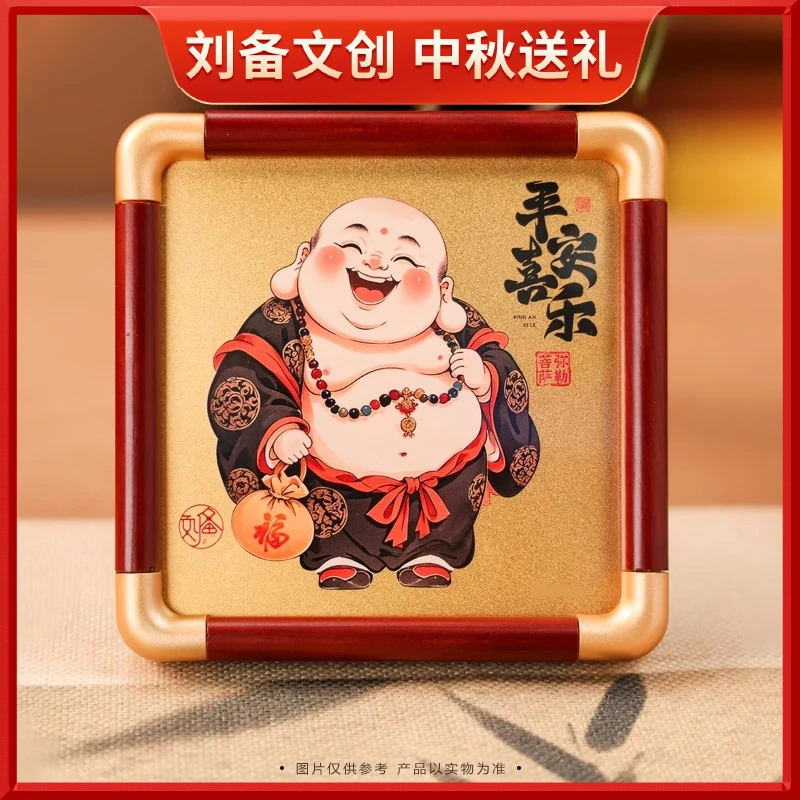 刘备金上添花吉言金色画桌面摆件创意可爱巴掌小摆台教师节小物件