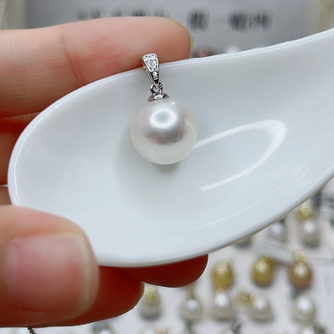 淡水珍珠银S925镶嵌吊坠(不含链)
