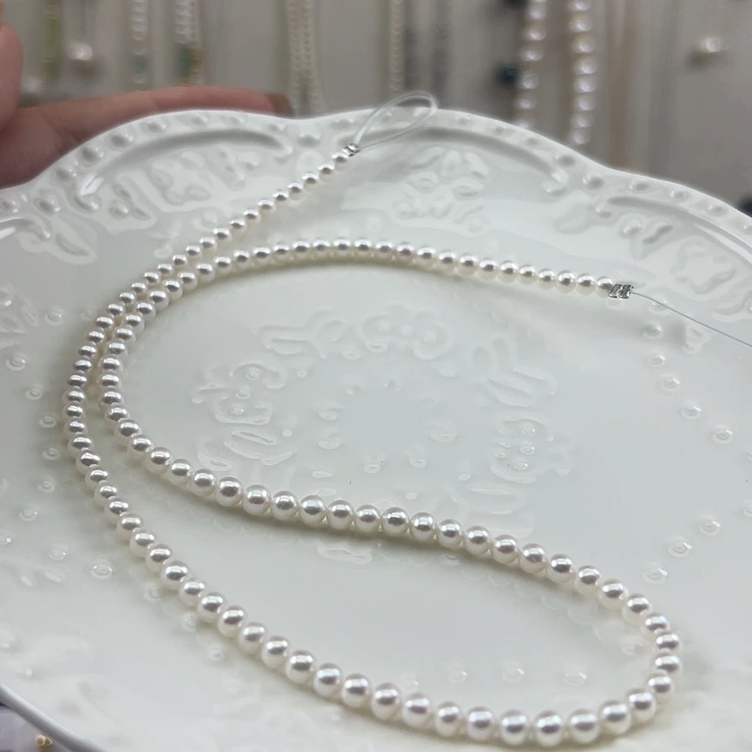 银S925镶嵌淡水珍珠耳饰4mm