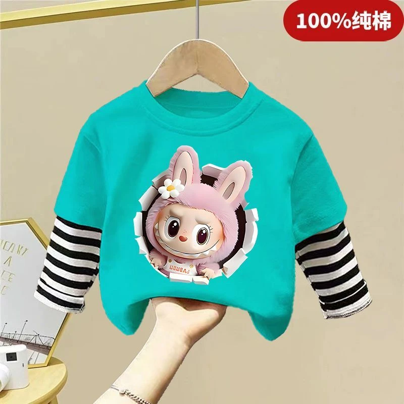 女童夏季纯棉卡通长袖2025洋气新款动漫长袖T恤儿童休闲衣打底衫T