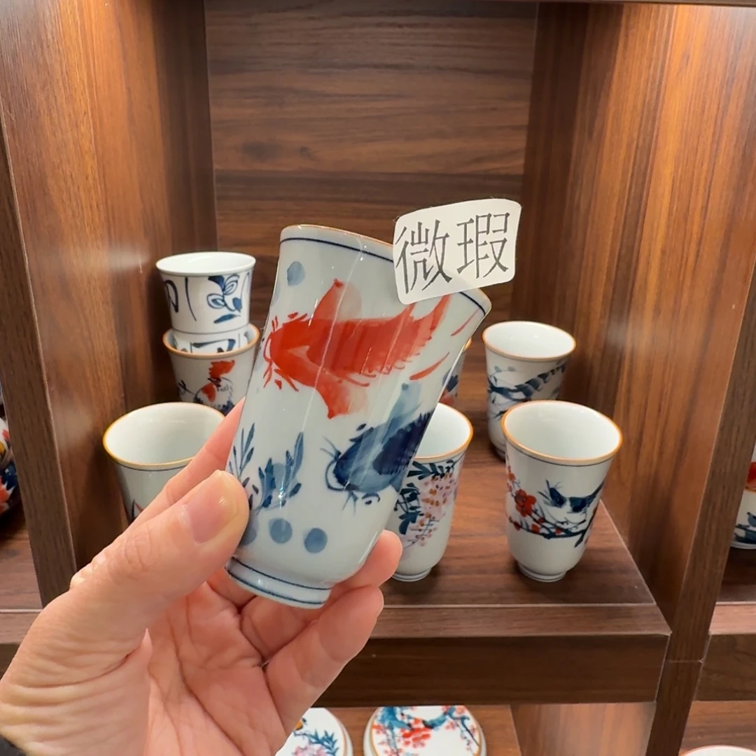 釉下手绘茶具微瑕