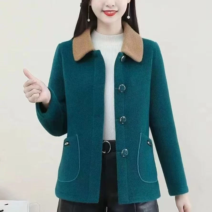 外套2024秋冬百搭保暖宽松显瘦外套中老年女士洋气大码妈妈装