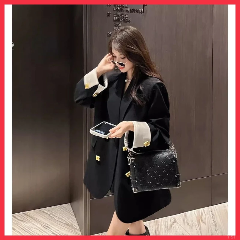 黑色女年春秋感今年流行宽松网红外套女款女款马甲女款外穿西装