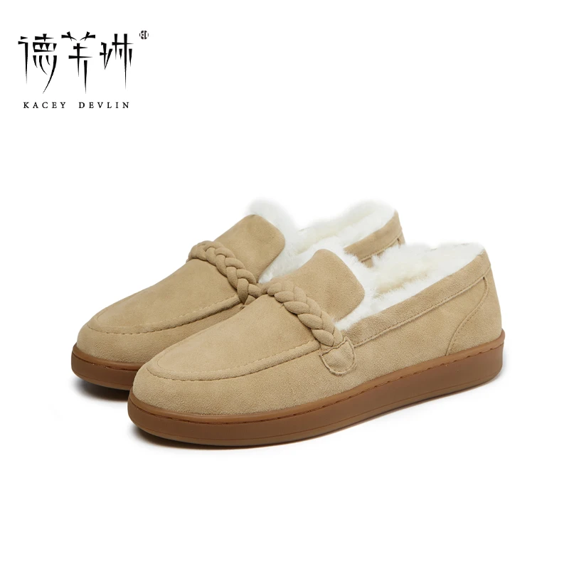 【魏妮妮专属】德芙琳加绒2025年欧若风保暖百搭加厚毛毛鞋KD5031