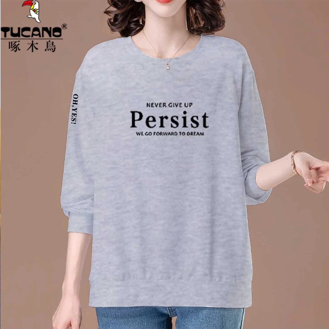 啄木鸟2025秋冬季新款加绒长袖卫衣女宽松洋气妈妈装加厚打底上衣