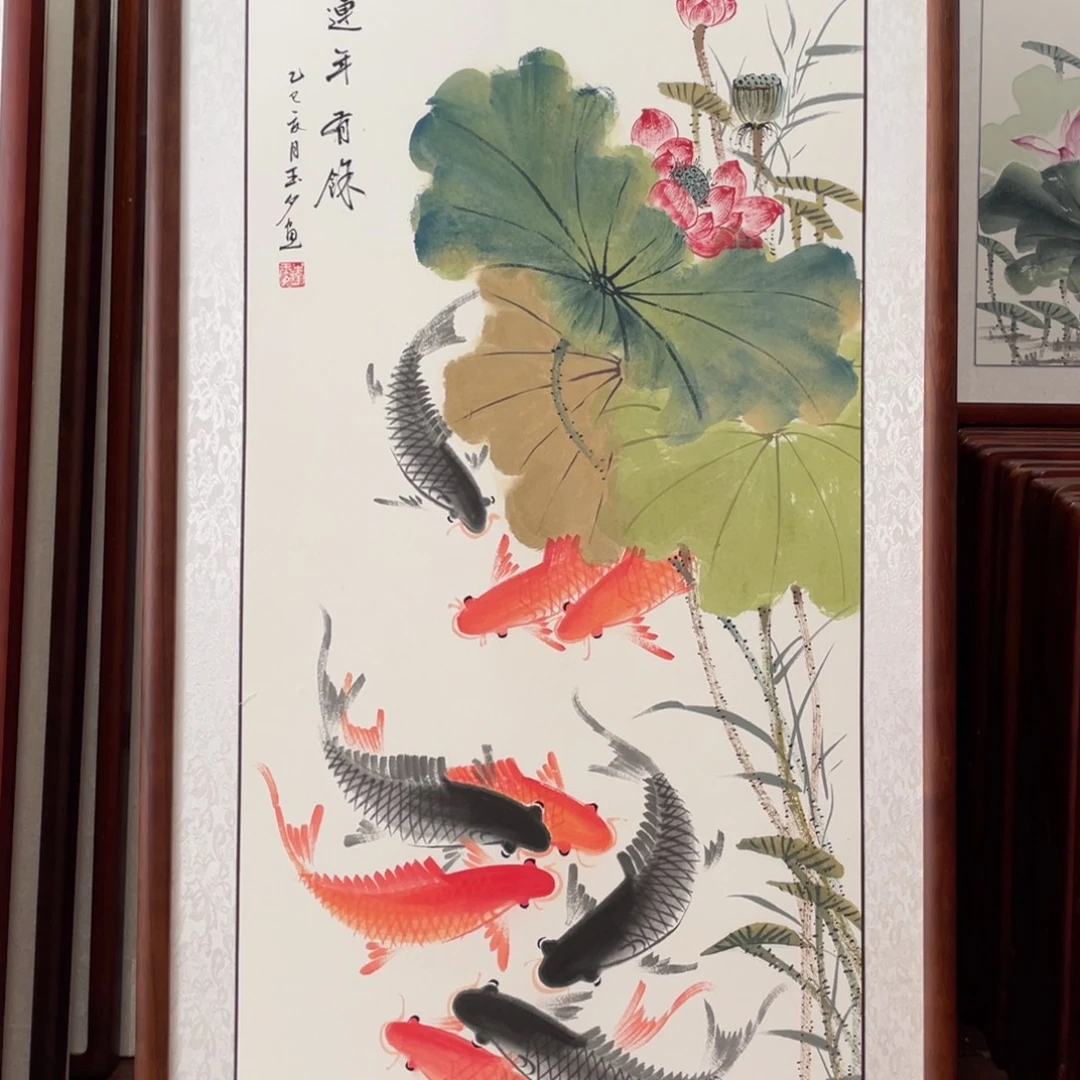 汾***河国画带框尺寸63*123厘米