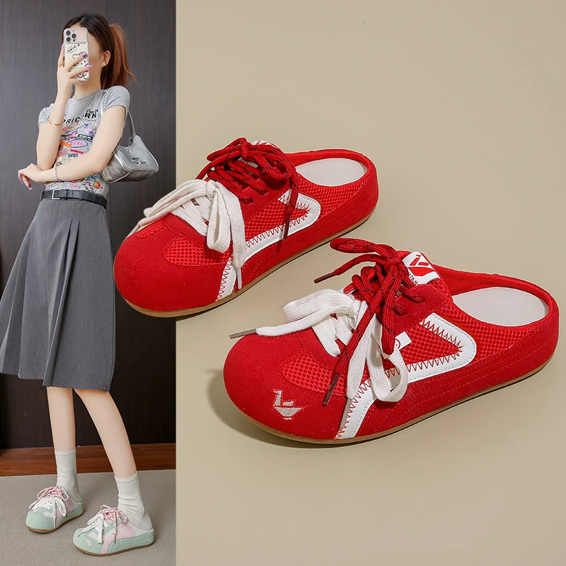 2025夏季新款舒适百搭休闲透气凉鞋时尚一脚蹬软底增高阿甘鞋女