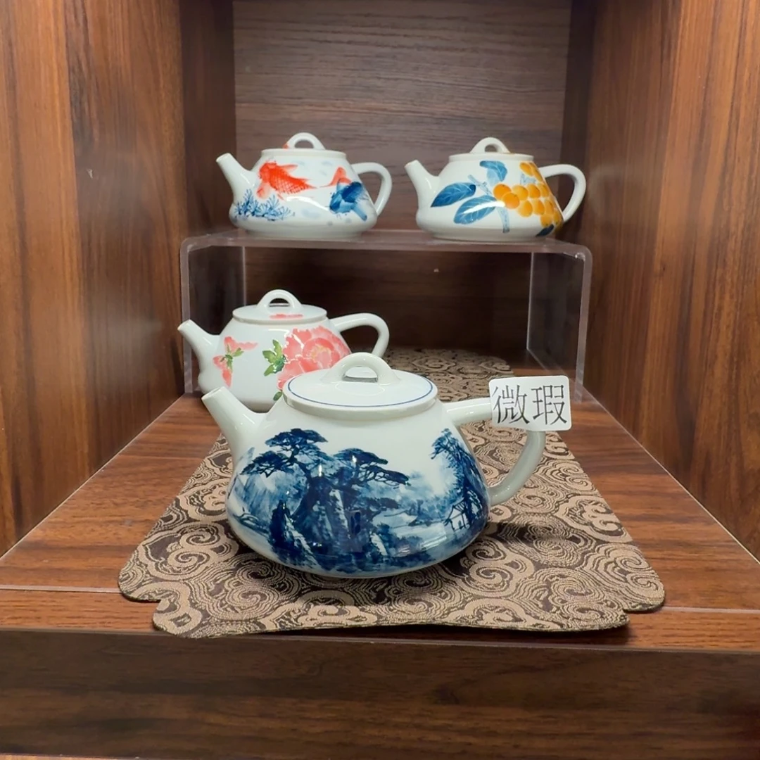 釉下手绘茶具微瑕