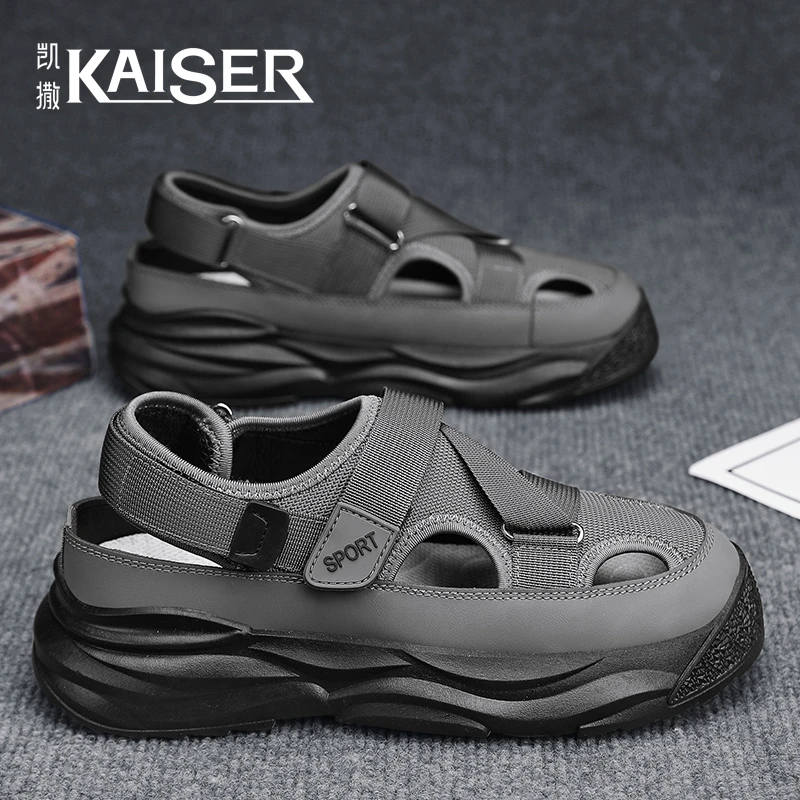KAISER/凯撒·男鞋夏季透气百搭休闲沙滩洞洞鞋男士外穿镂空凉拖鞋
