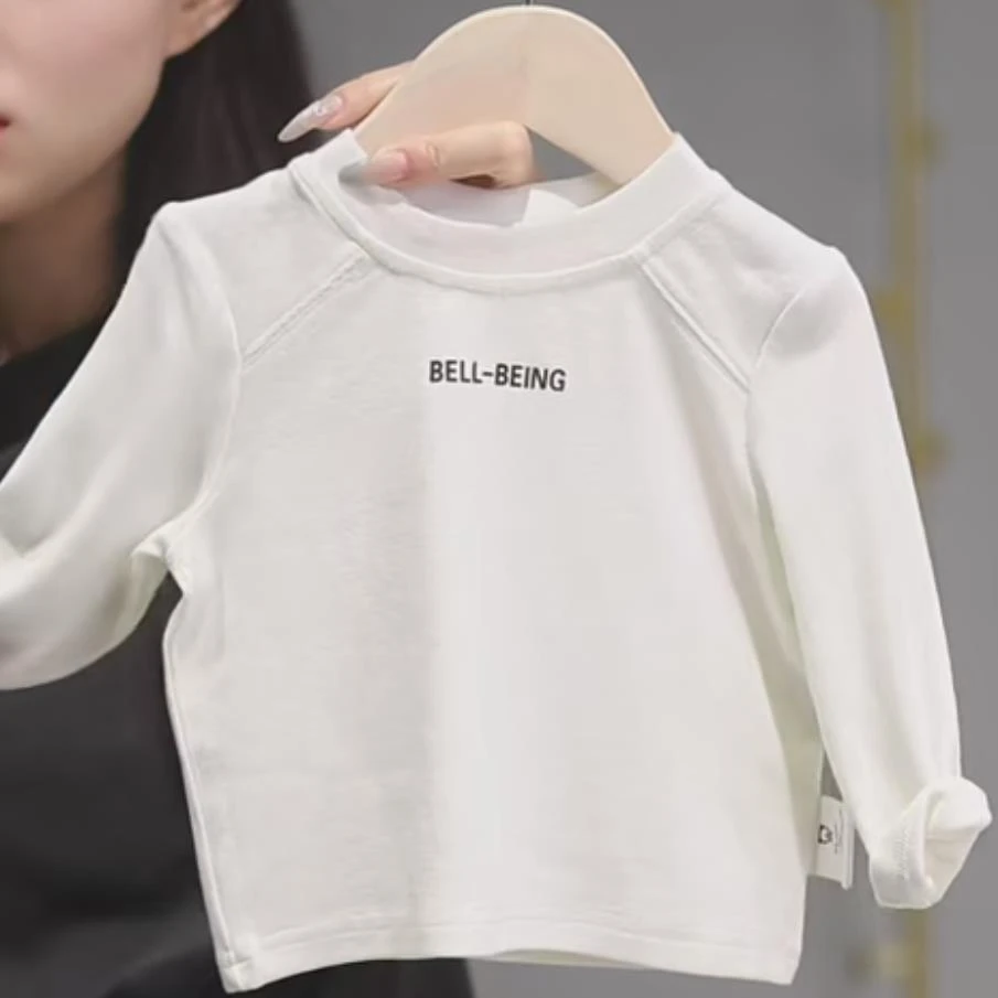 【亲子暖暖绒百搭T  小洛妈咪】婴儿童春秋冬宝宝保暖休闲T恤H1