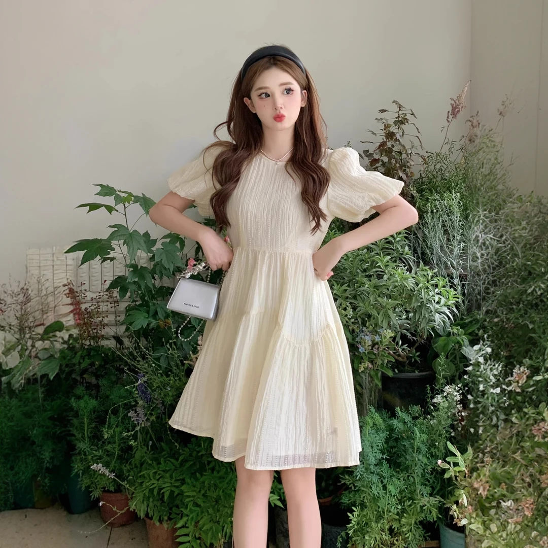 大码女装新款圆领连衣裙夏季胖MM遮肚子显瘦裙子雪纺连衣裙