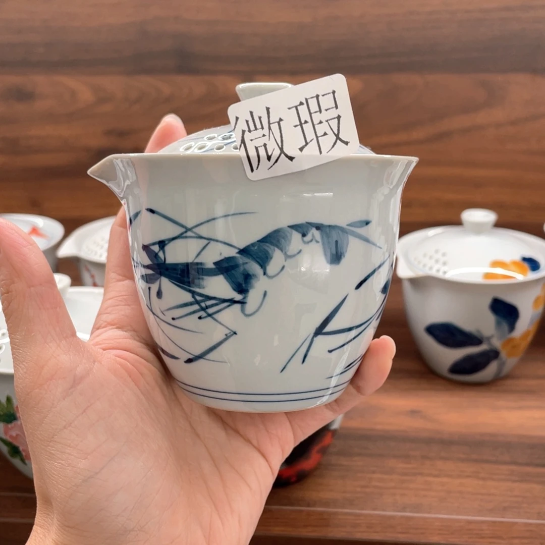 釉下手绘茶具微瑕