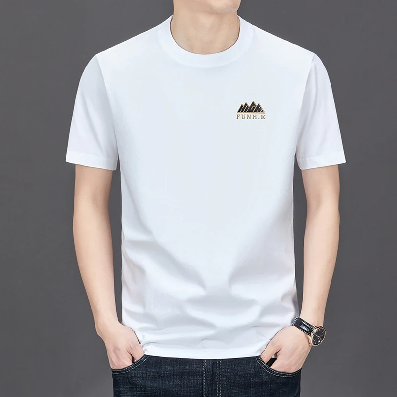 夏季男士短袖纯棉潮流薄款休闲纯色圆领半袖打底衫2025夏季四上衣