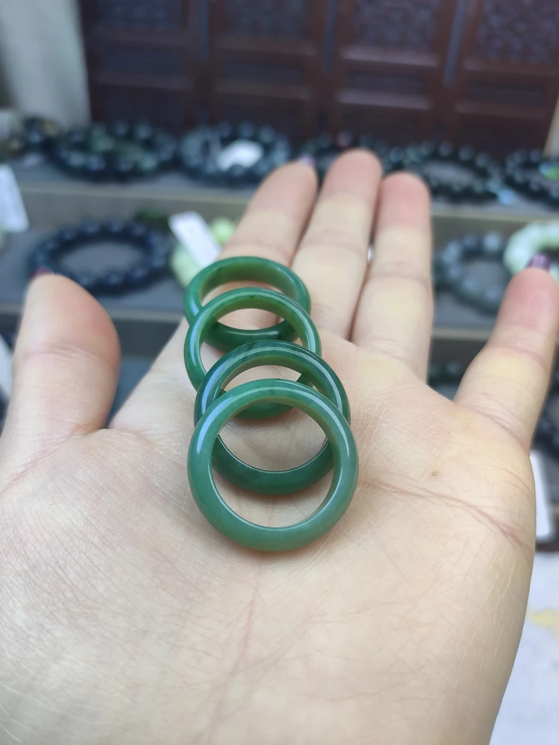 天然和田玉俄罗斯碧玉粉碧戒圈18.8圈口(多样性发货 拍一发了一）