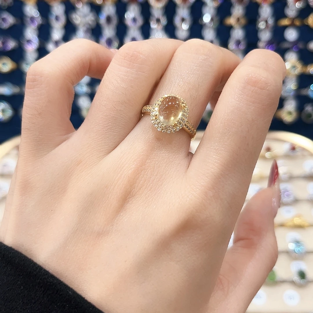 黄晶女款银S925镶嵌戒指