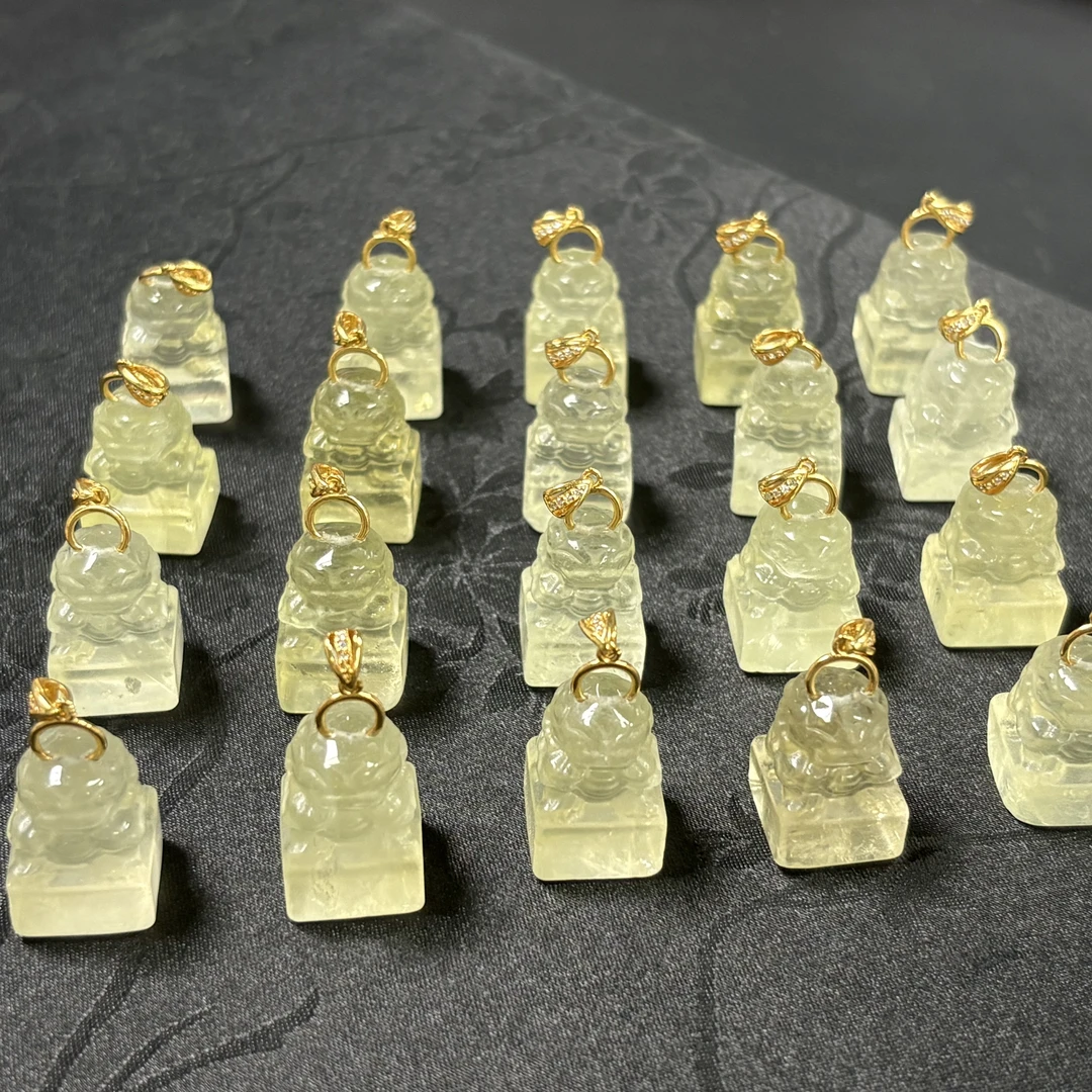 「戴琴珠宝」DQ3778-银镶黄水晶印章吊坠（多样性发其一）