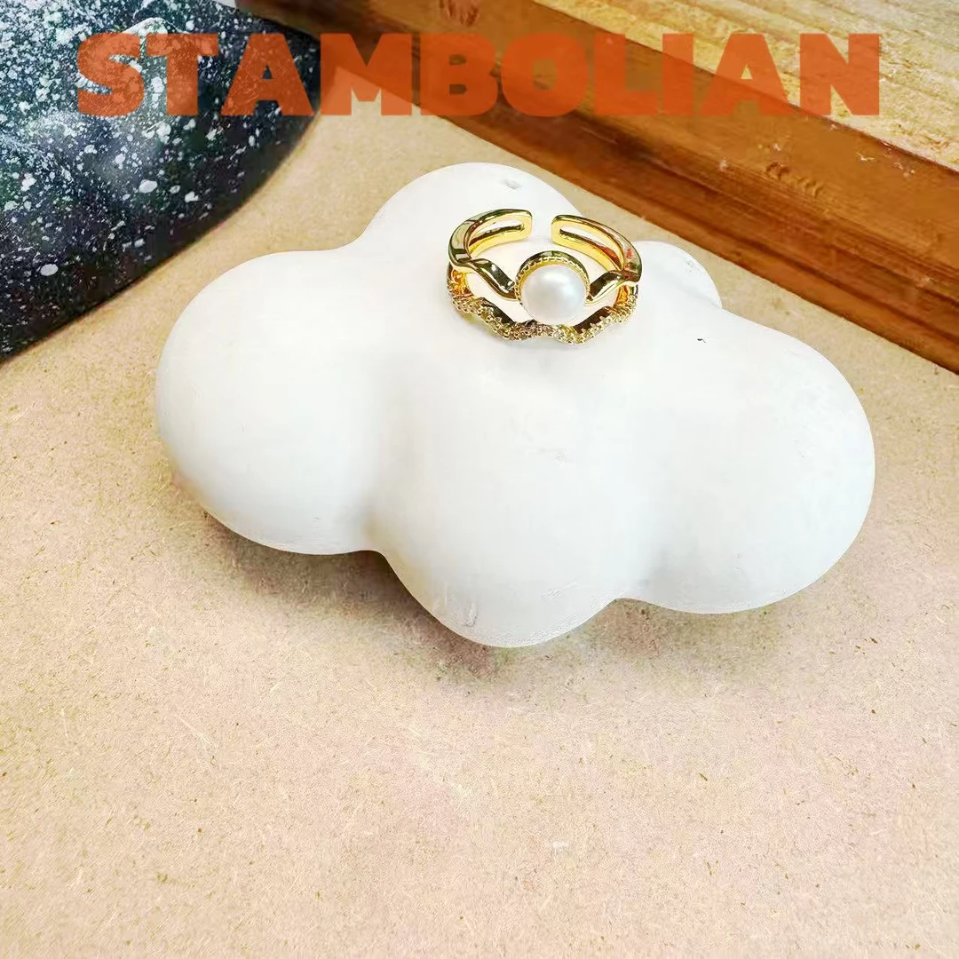 戒指 正品STAMBOLIAN 布契双拼工艺单珠开口戒指YW726