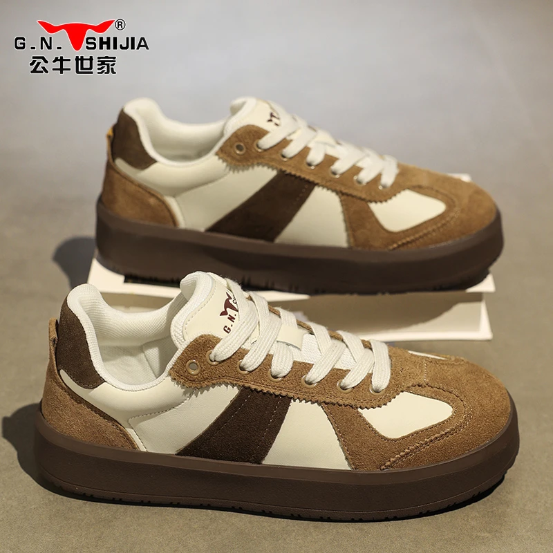 公牛世家男士休闲板鞋秋冬复古潮流低帮百搭男鞋韩版时尚户外鞋子