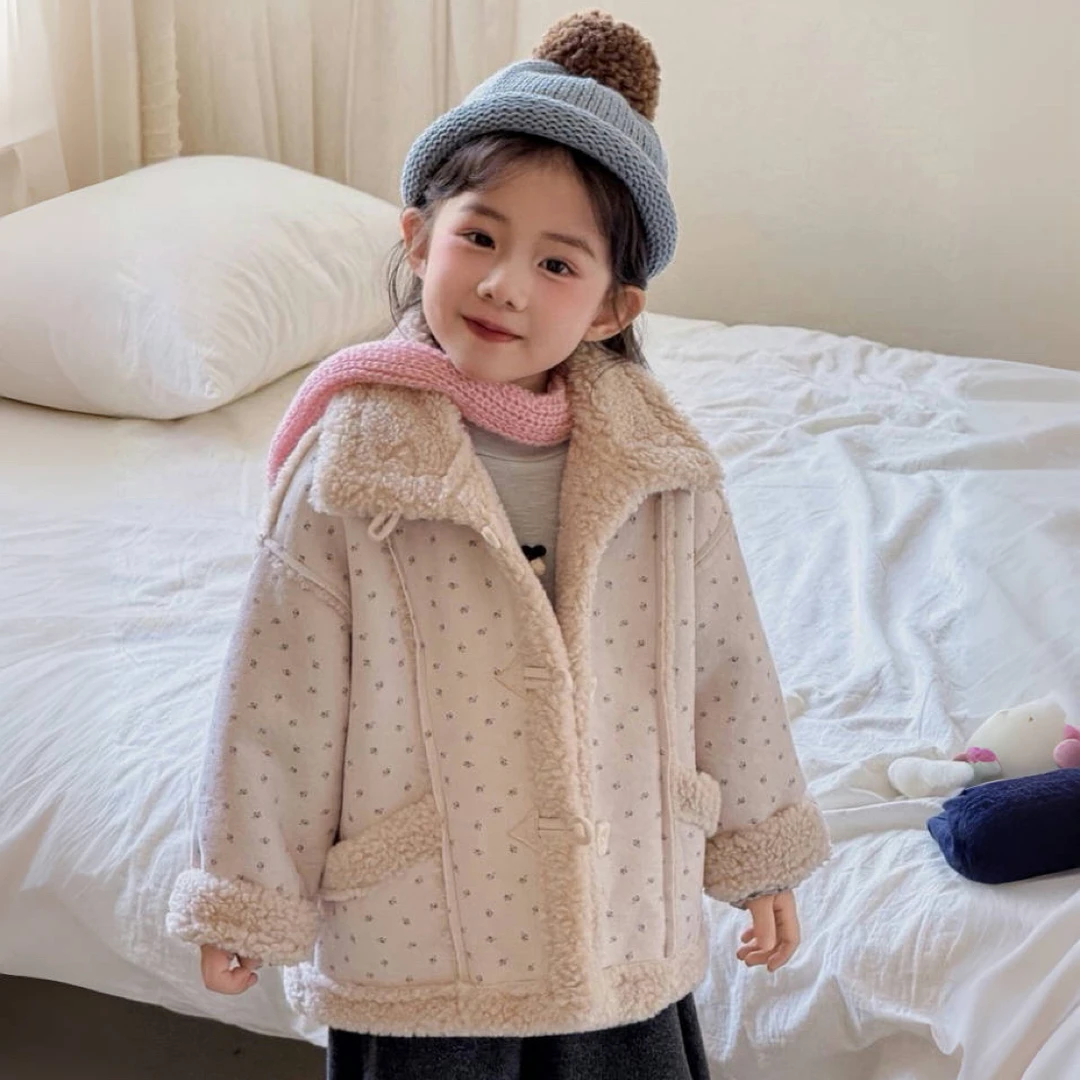 【实体品牌童装】ty&kids 5293冬女童加绒加厚外套皮毛一体儿童冬装