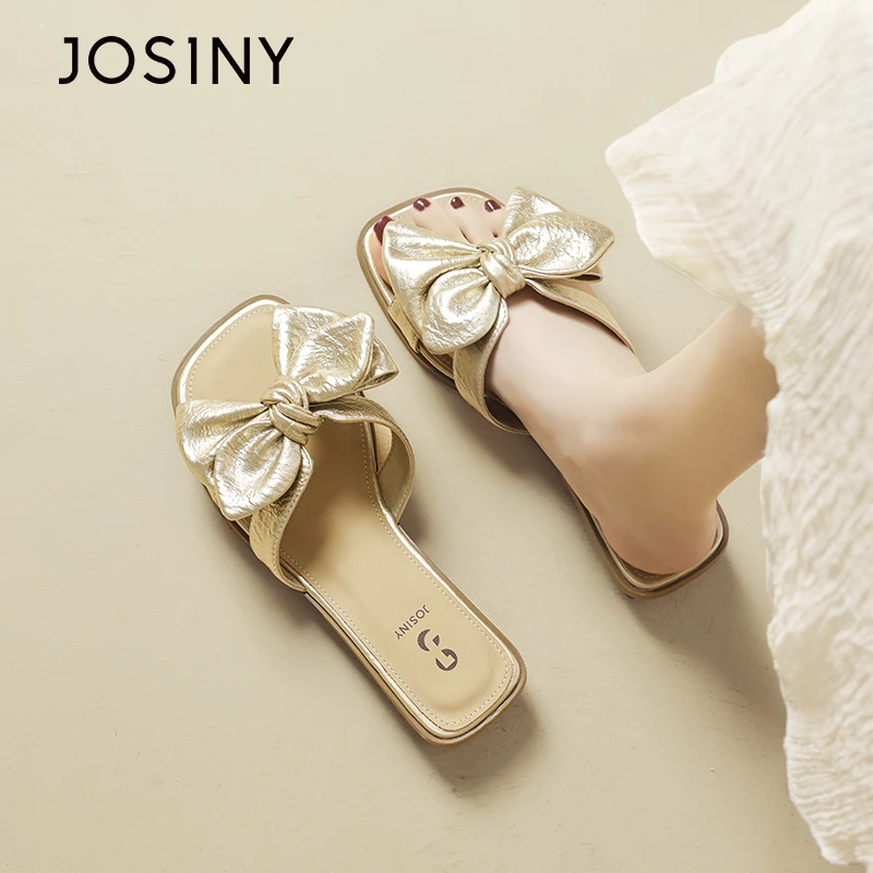 卓诗尼气质外穿一字拖女2025夏季新款网红外穿低跟粗跟软底拖鞋