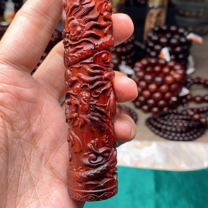 檀香紫檀（小叶紫檀）把件盘龙柱