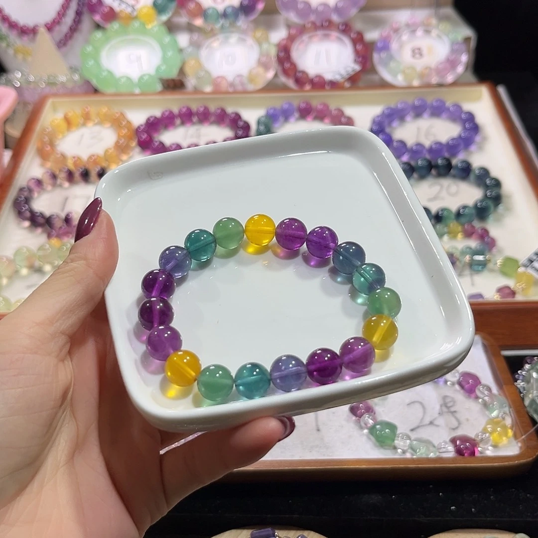 未镶嵌手链萤石彩虹10mm