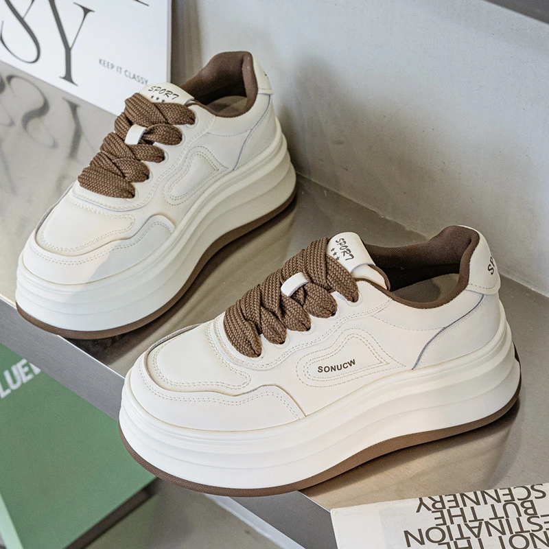 厚底真皮小白鞋女2025春季新款松糕百搭运动休闲鞋小个子增高鞋子