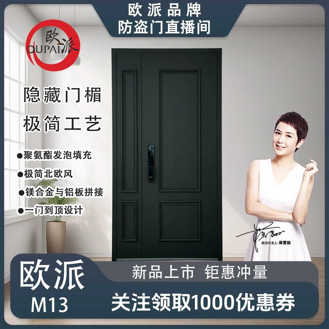 高端定制北欧极简风超4级甲级防盗入户门-M13