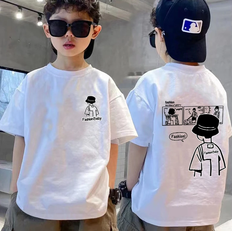 【100%纯棉】童装男童纯棉短袖T恤夏季痞帅百搭上衣中大童圆领短袖t