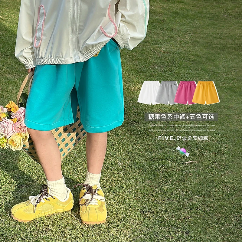 虾酱麻麻男童裤子春夏装2025新款男孩五分裤洋气宽松儿童运动短裤