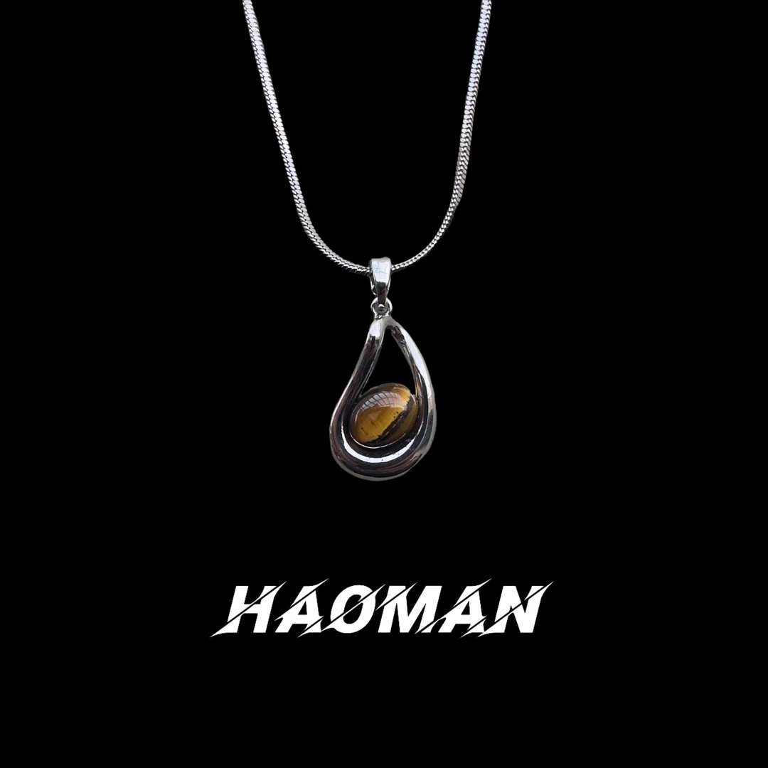 钛钢项链 精致复古美拉德风虎眼项链气质轻奢时尚简约