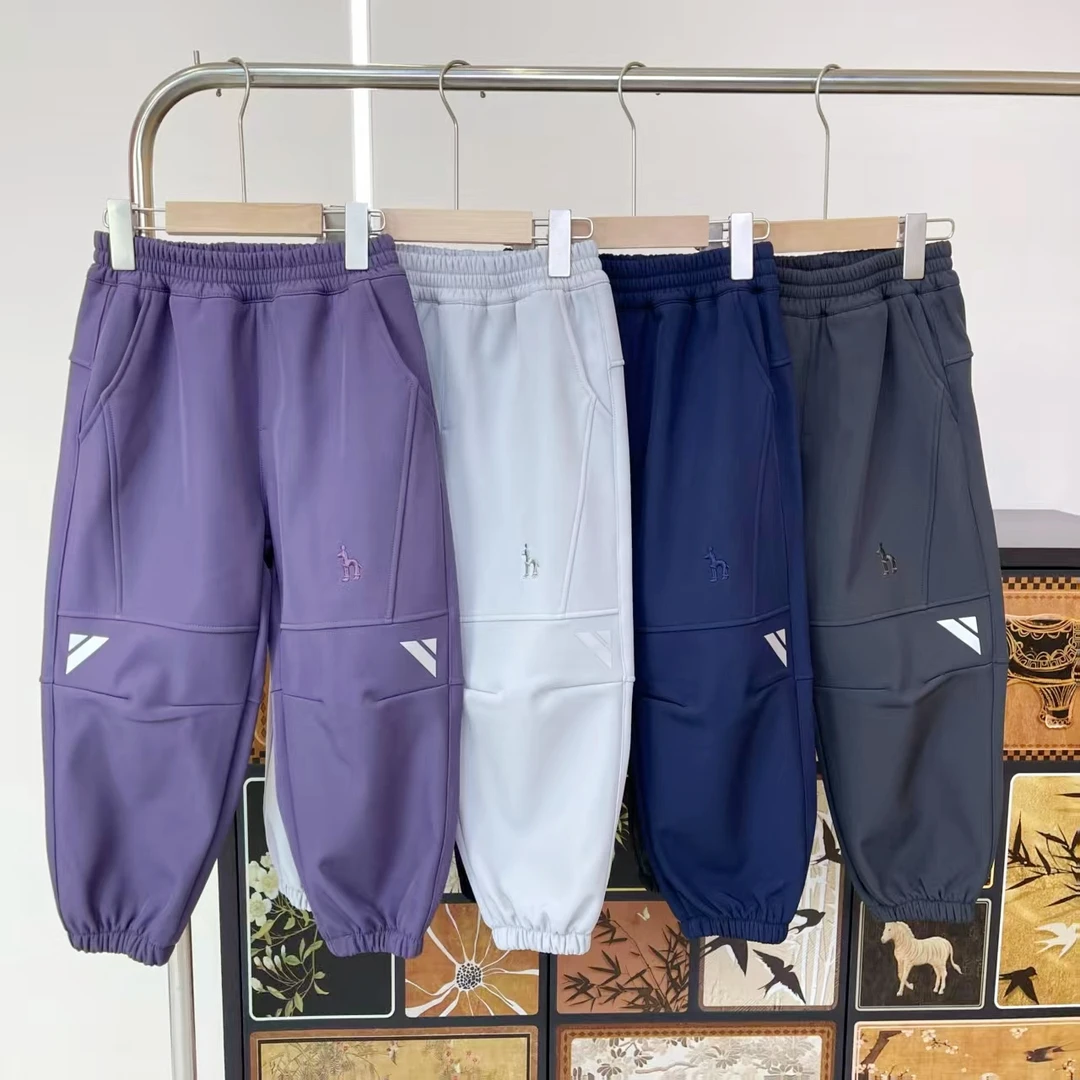 儿童双层加绒秋冬防风保暖防泼水户外运动裤