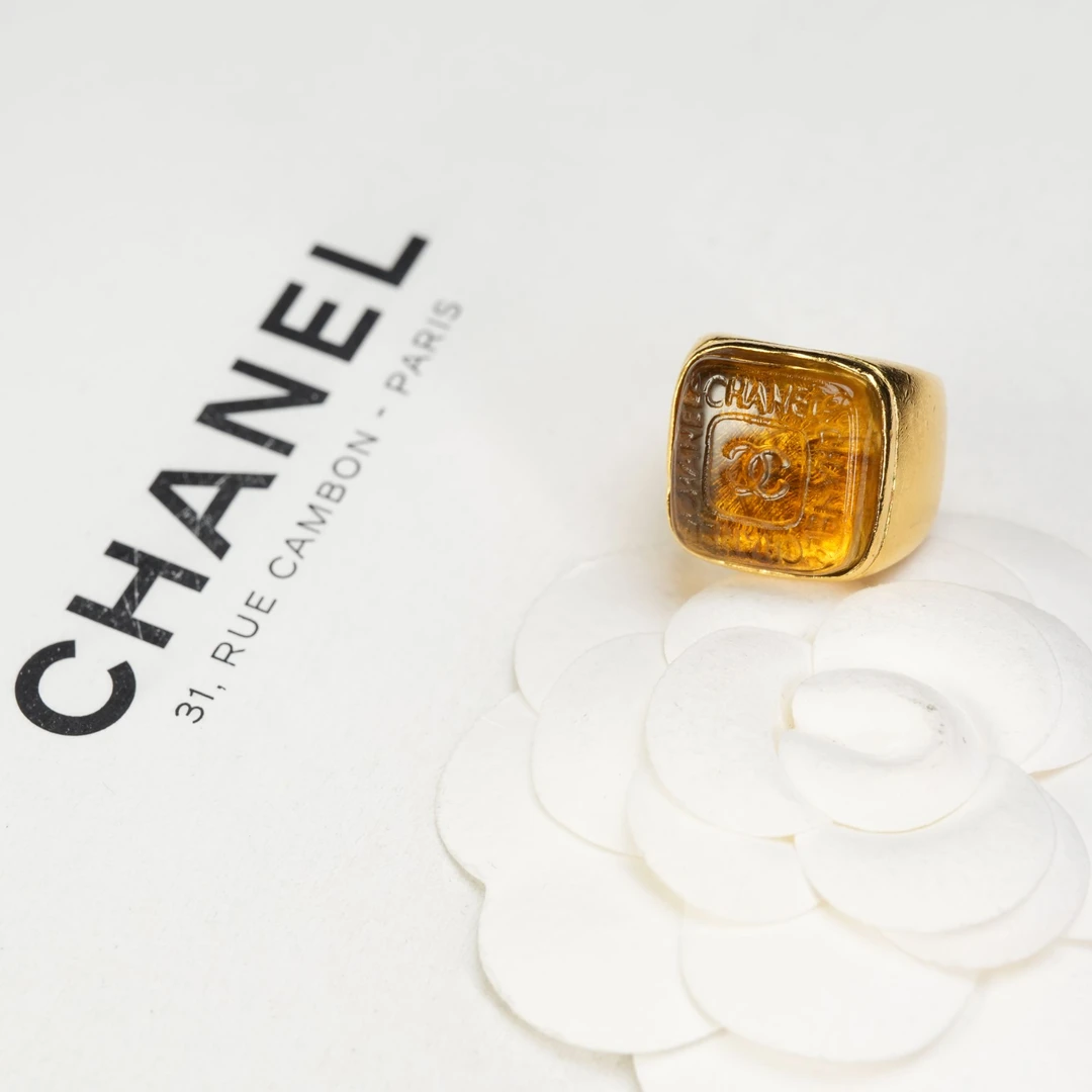 95新 Chanel/香奈儿 柚礼中古/香奈儿焦糖印章戒指lz509189