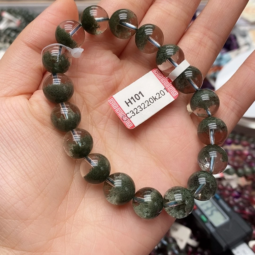 未镶嵌手链水晶H101 绿幽灵 聚宝盆 10m+