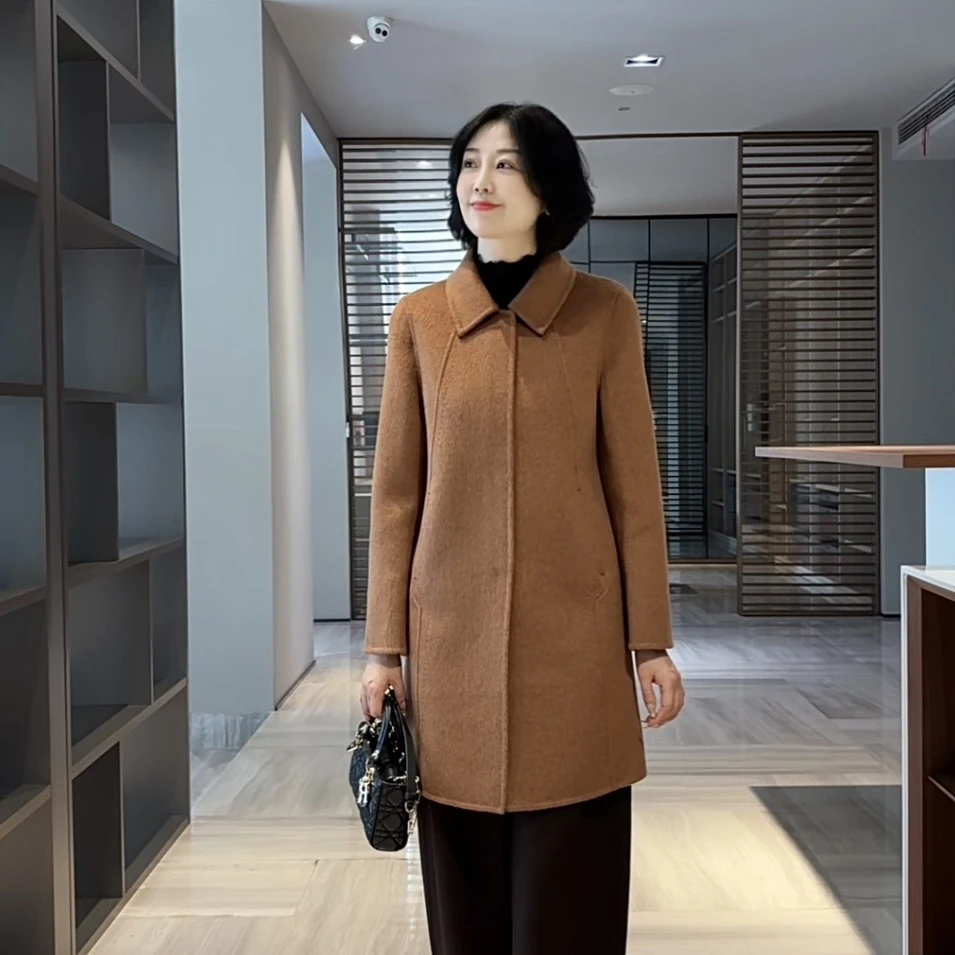 时尚轻奢秋冬双面羊毛女士大衣5157