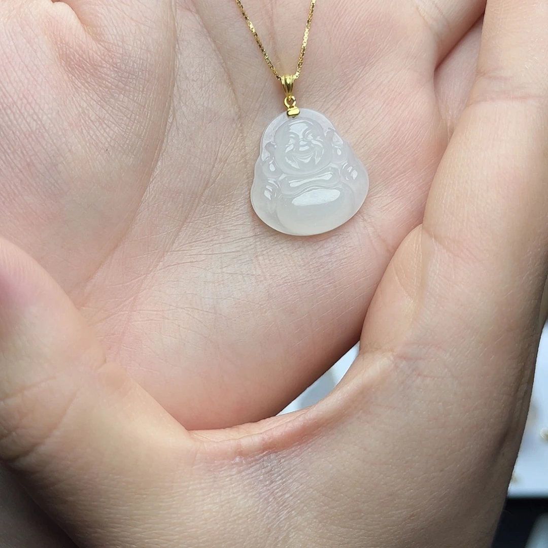 和田玉18K金镶嵌颈饰06