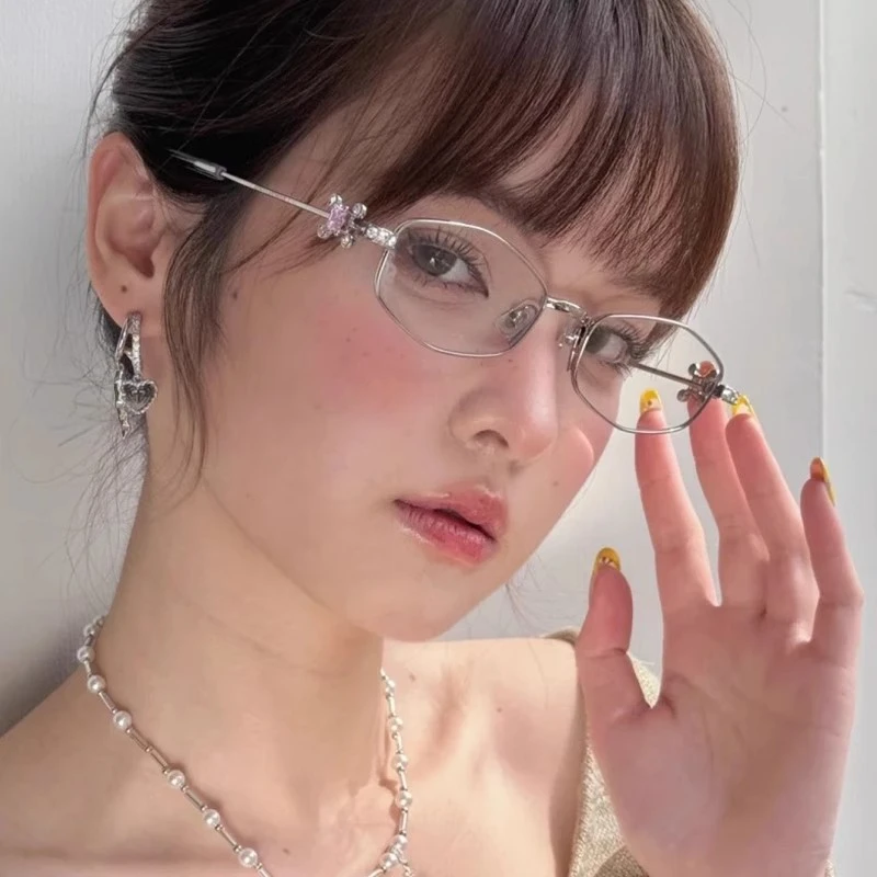 gm宝石眼镜女高级感素颜神器显脸小银框不规则多边形眼睛镜框韩系