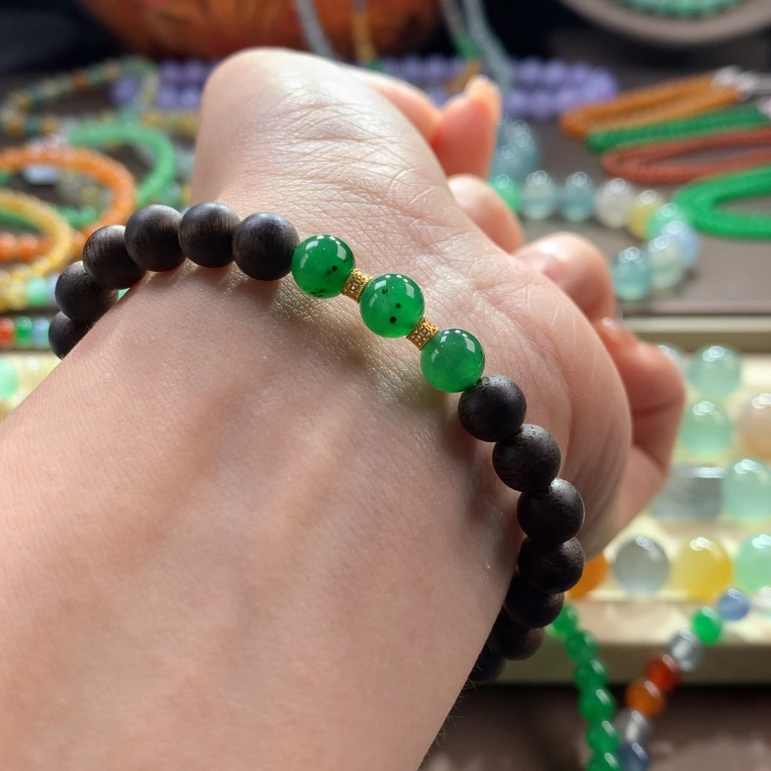 未镶嵌手链翡翠冰润虎皮翠辣色卡6.5