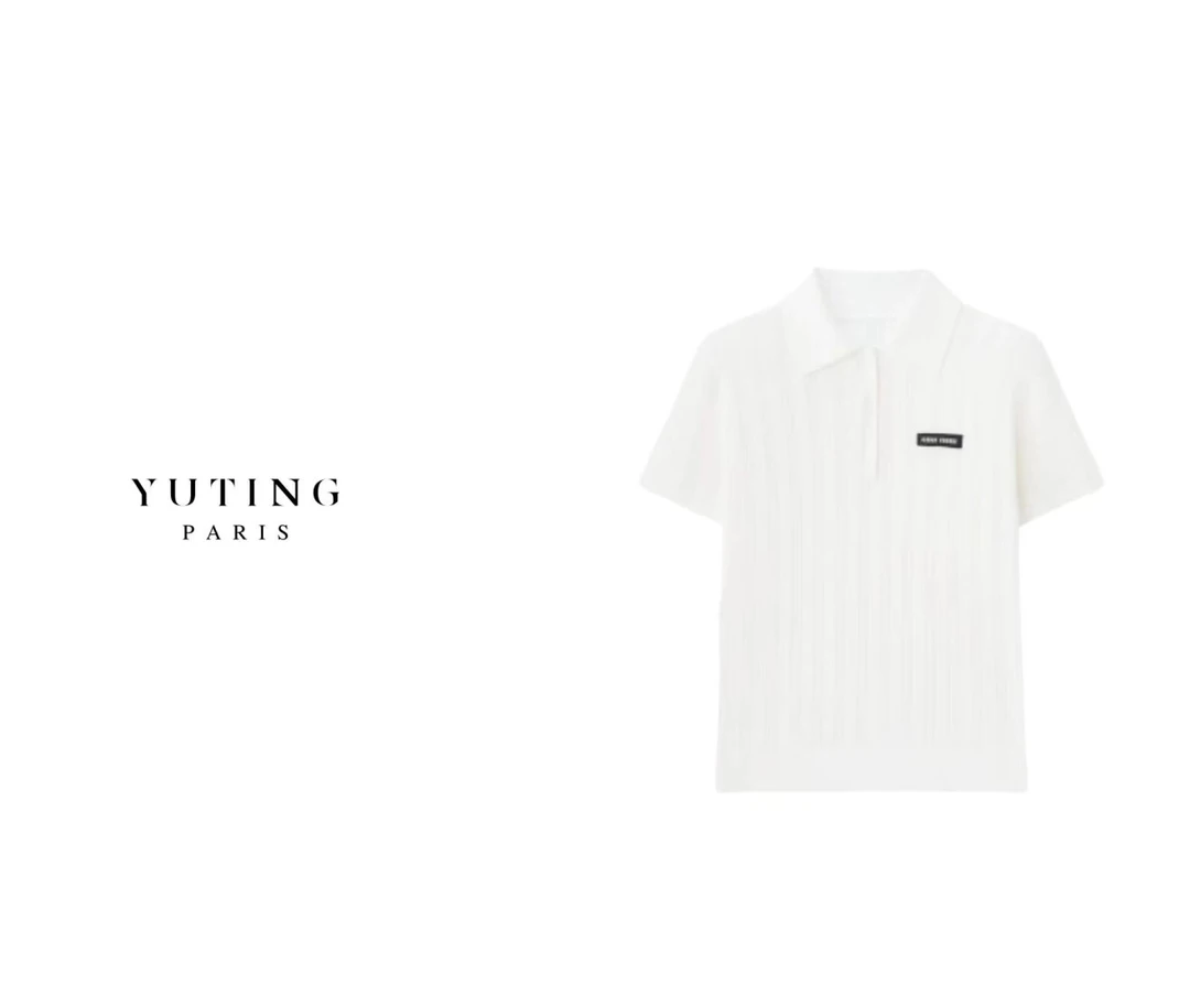 YT 25SS春夏学院风麻花减龄镂空翻领Polo针织T恤衫