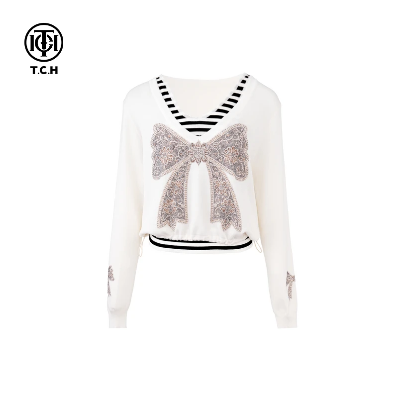 TCH-2025春季新款（两件套）时尚休闲烫钻针织衫T75A09E5046