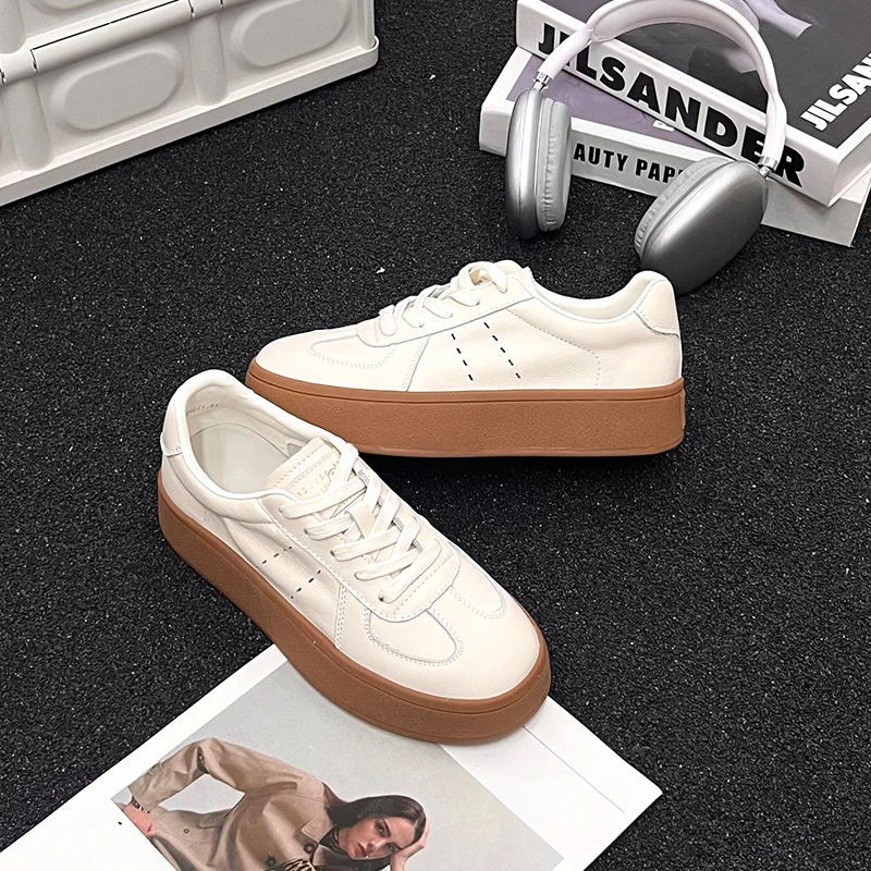 【唯品专属】221-05新款增高百搭小白鞋轻便平底德训鞋透气