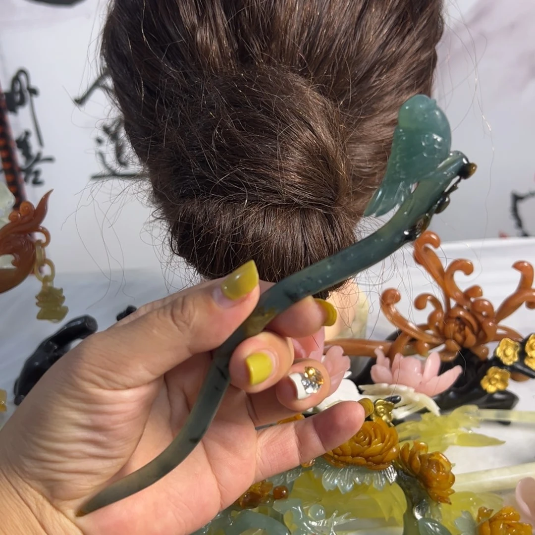 定制蛇纹石玉毛货发饰