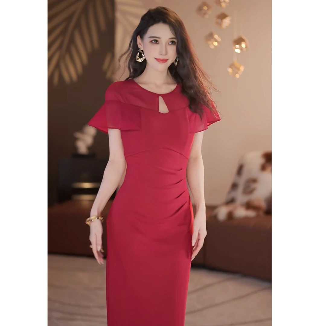 【静铉】留洋千金 法式优雅贵气显瘦直筒连衣裙-YL50265