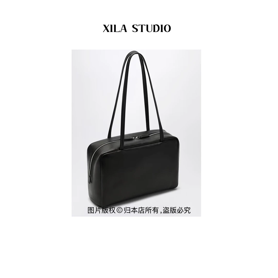 【XILA】As进口小羊皮保龄球包公文包通勤百搭