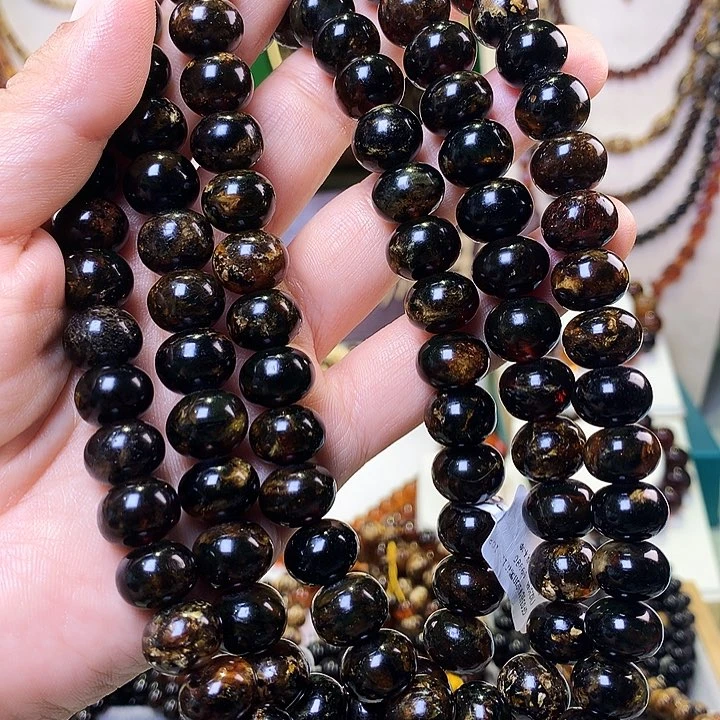 未镶嵌琥珀裸石冷**风黑花12+