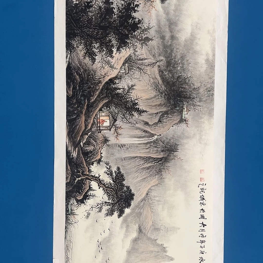 国画朱大明原作溯源带证件合影视频